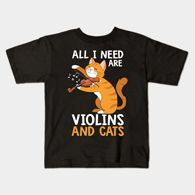 Violin Kitty Cat Violinist Kitten Kids T-Shirt by Tobias Store